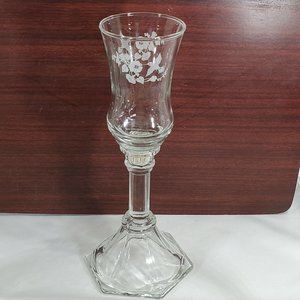 Home Interior Hummingbird Etched Glass Votive or Candlestick Holder 11"